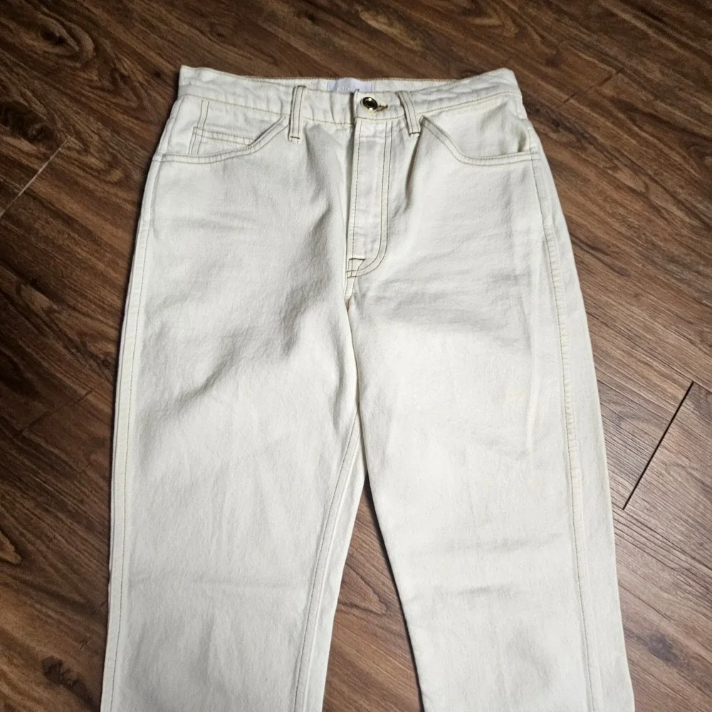 FRAME Le Italien Straight Jeans High Rise Ecru Denim 26 Clean Girl Quiet Luxury